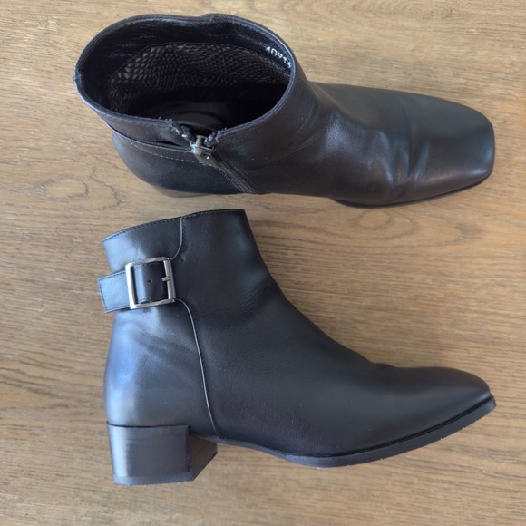 Aquatalia Short Ankle Boot-Black Genuine Leather-Made In Italy-Women's‎ Size 8.5 - Picture 4 of 14
